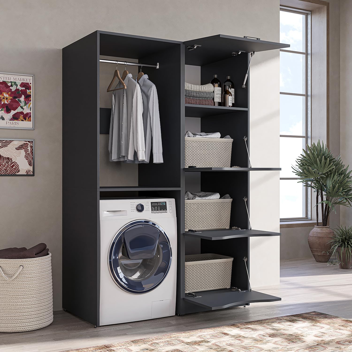 roomart-serie-2-norda-waschmaschinenschrank-126-cm-kleiderstange-waschmaschine-i-2 image 2