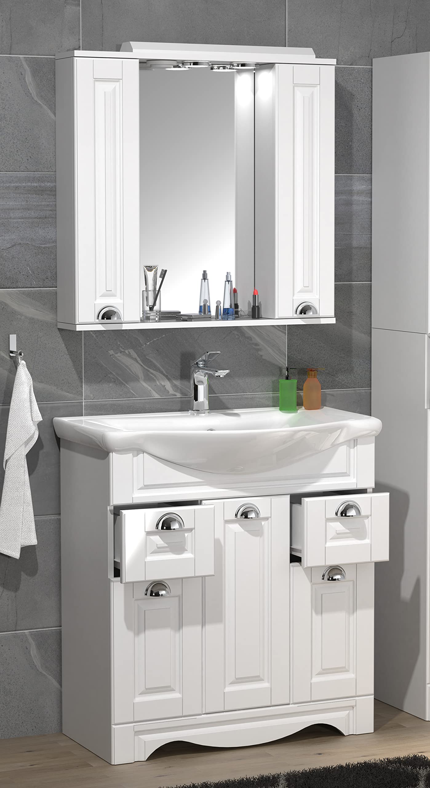 vcm-badm-bel-waschtisch-wei-75x152-cm-5-t-ren-6-f-cher-2-schubladen-keramik-wasc image 2