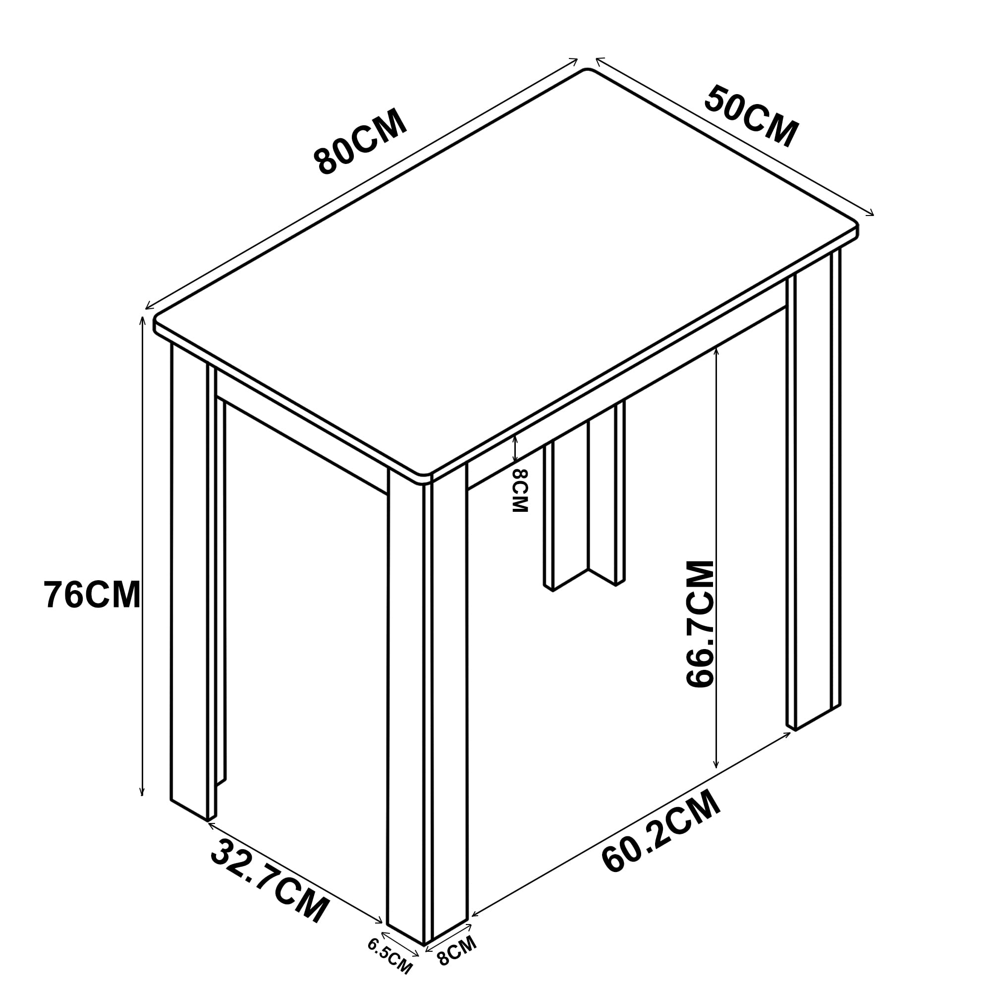 vcm-esstisch-wei-80x50x76-cm-holzwerkstoff-esstisch-f-r-kleine-k-chen-und-essber image 2