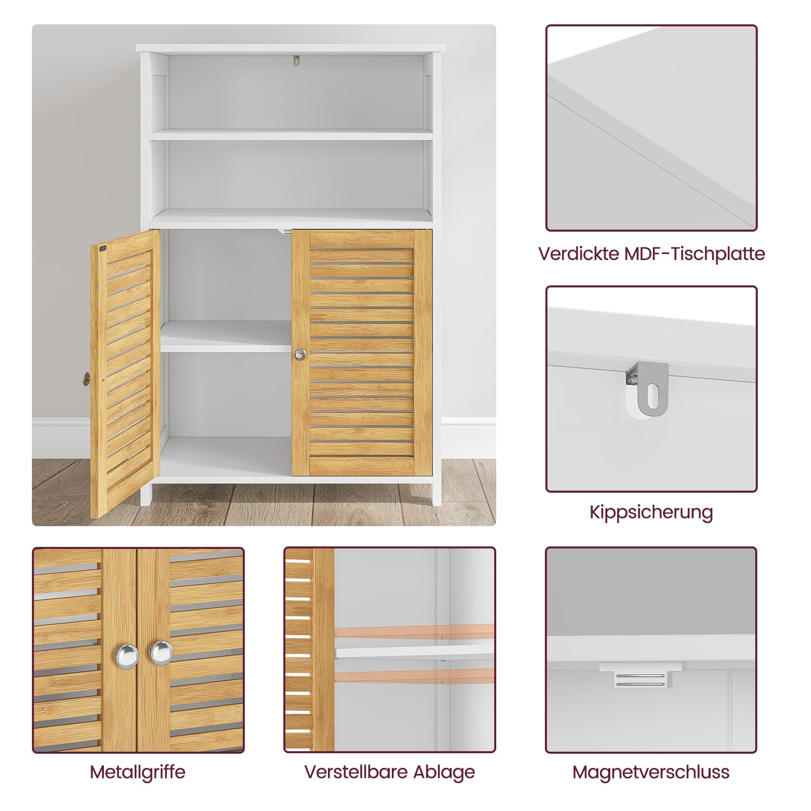 forabamb-badezimmerschrank-mit-doppelt-ren-aus-bambus-2-offene-f-cher-60x30x100- image 7