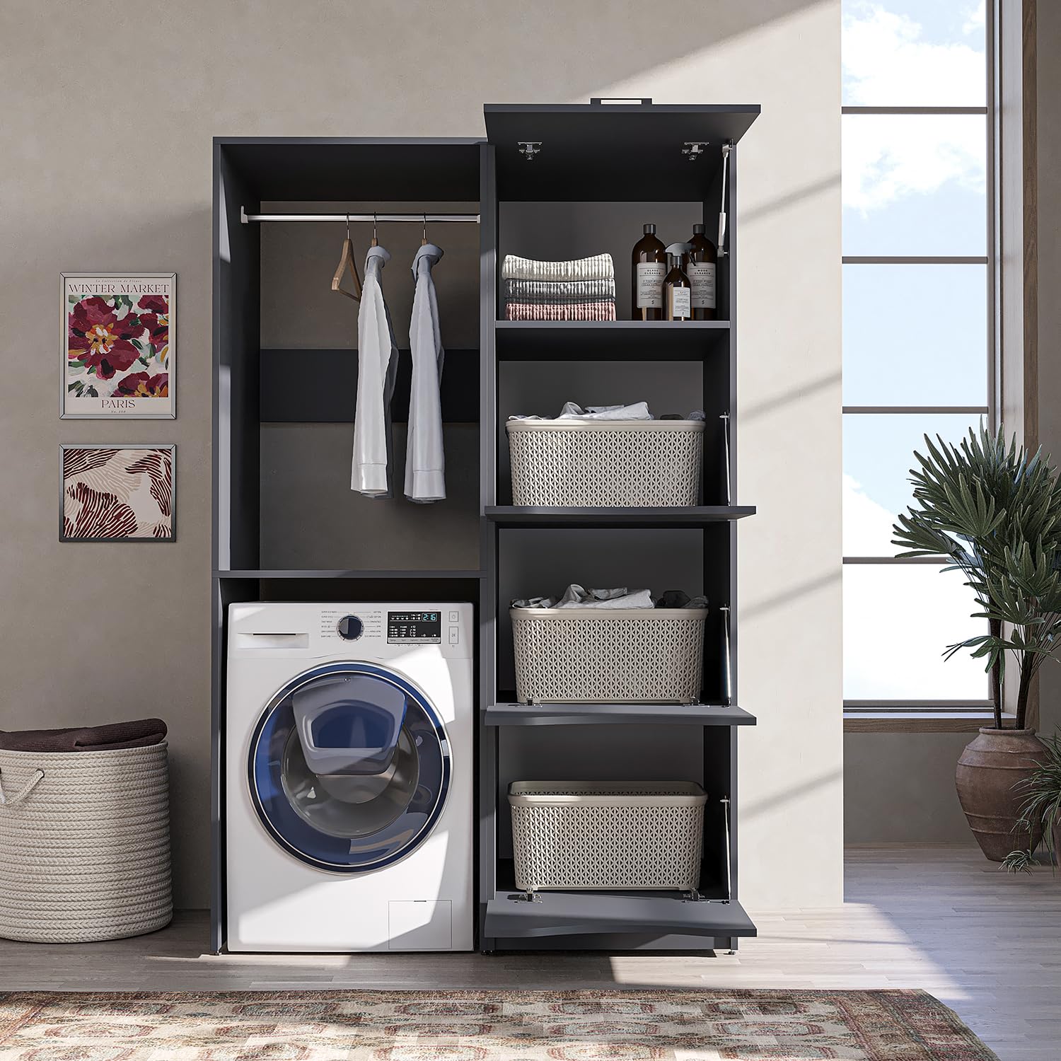 roomart-serie-2-norda-waschmaschinenschrank-126-cm-kleiderstange-waschmaschine-i-2 image 6