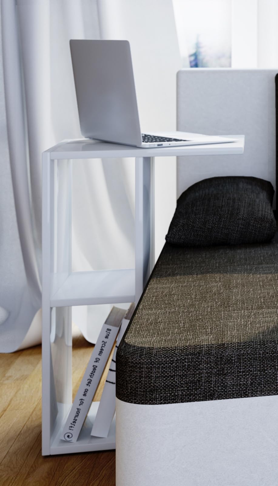 vcm-beistelltisch-wei-40x30x63-cm-2-f-cher-holzwerkstoff-wohnzimmer-deko image 2