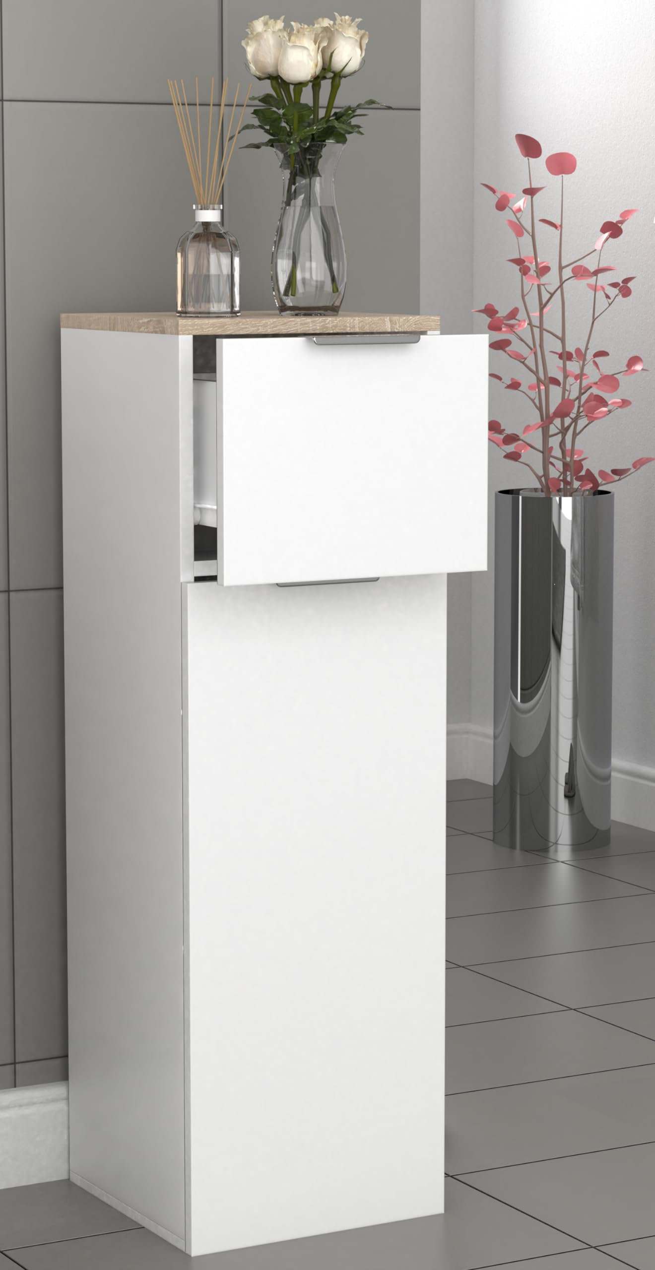 vcm-donali-midischrank-badm-bel-30x30x95-cm-1-dreht-r-1-schublade-wei image 2