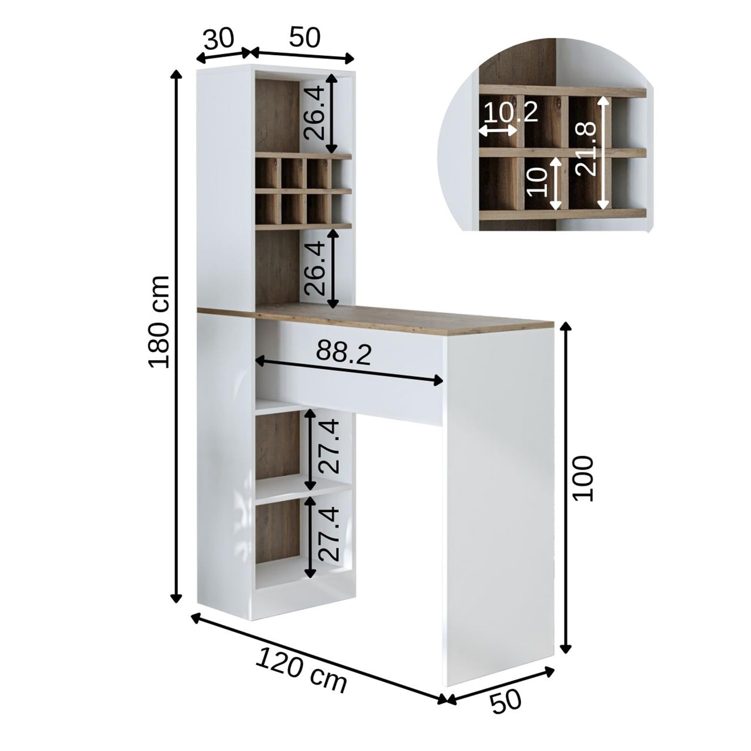 roomart-bartisch-dublin-bistrotisch-und-k-chentisch-180-x-120-x-50-cm-wei-eiche image 2