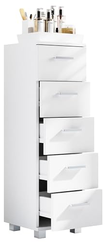 vcm-midischrank-wei-30x30x90-cm-5-schubladen-hochschrank-melaminbeschichtung image 6