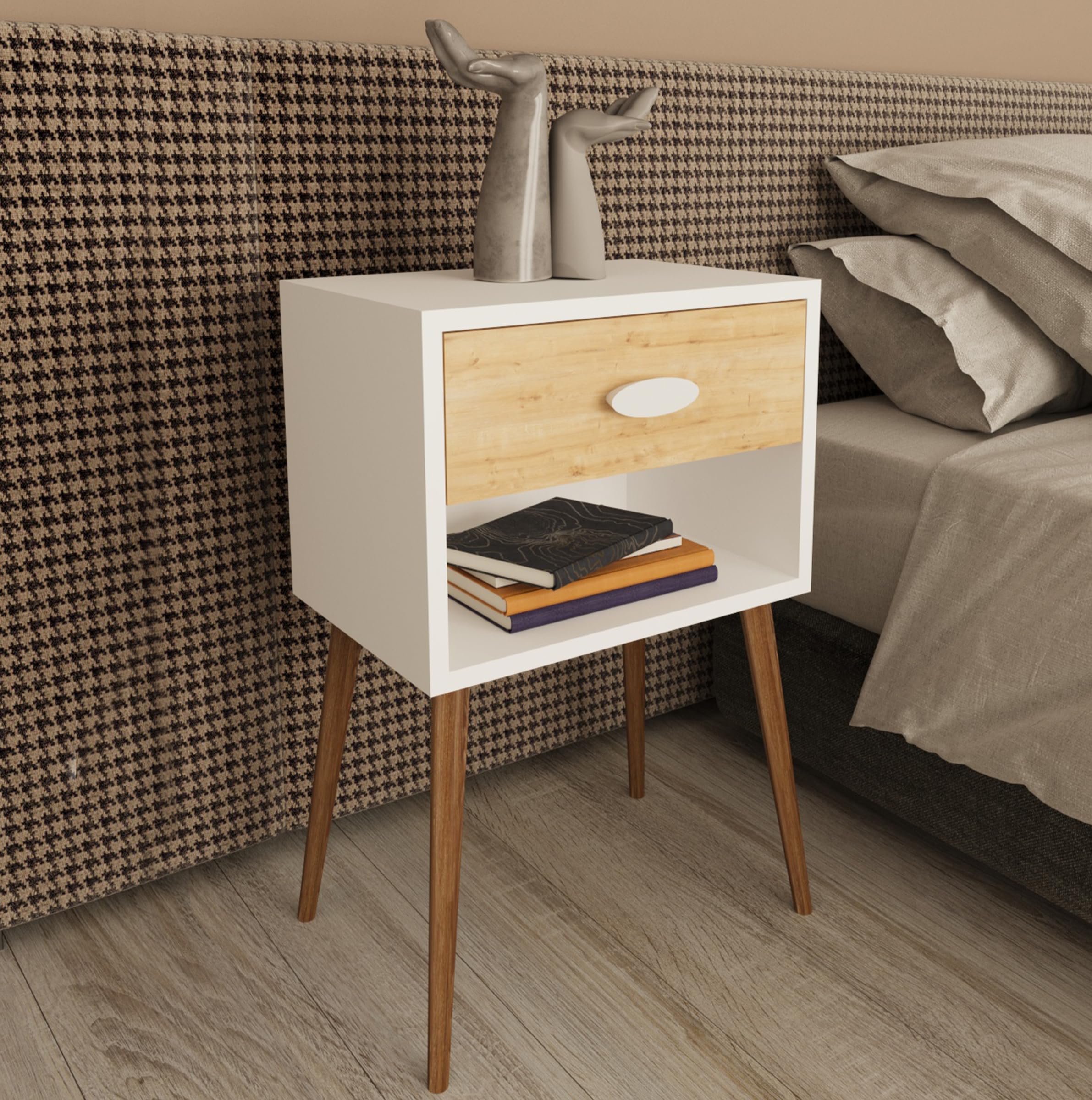 vcm-singol-xl-nachttisch-wei-honig-eiche-45x30x70-cm-1-schublade-skandinavisches image 2