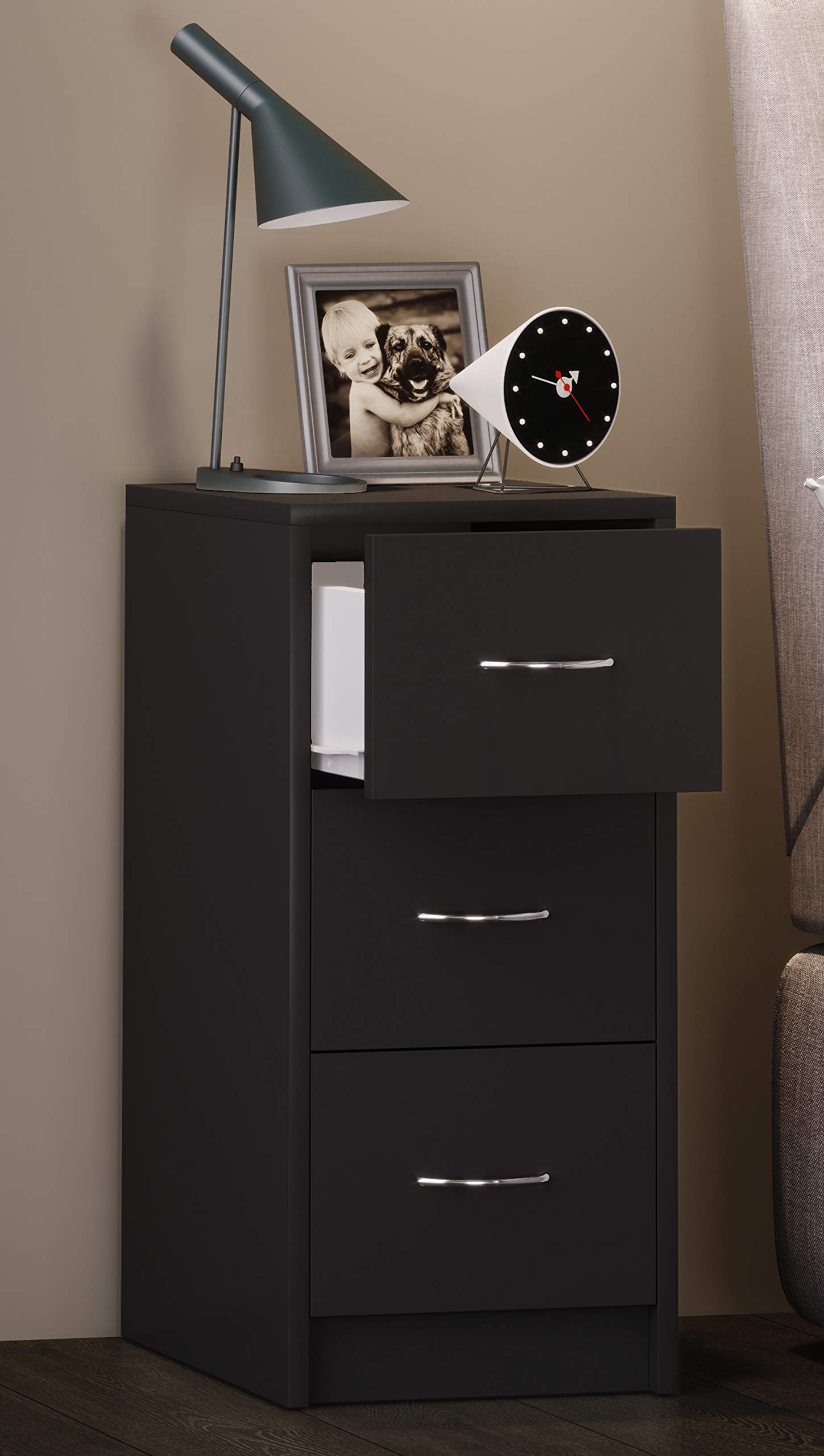 vcm-nachttisch-boxal-maxi-schwarz-33x35x65-cm-nachtkommode-mit-3-schubladen-aus- image 2