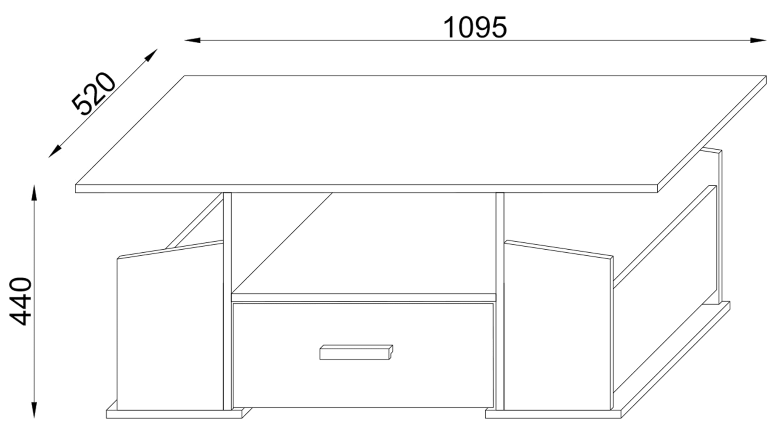 vcm-couchtisch-buche-110x52x44-cm-3-f-cher-1-schublade-holzwerkstoff image 3
