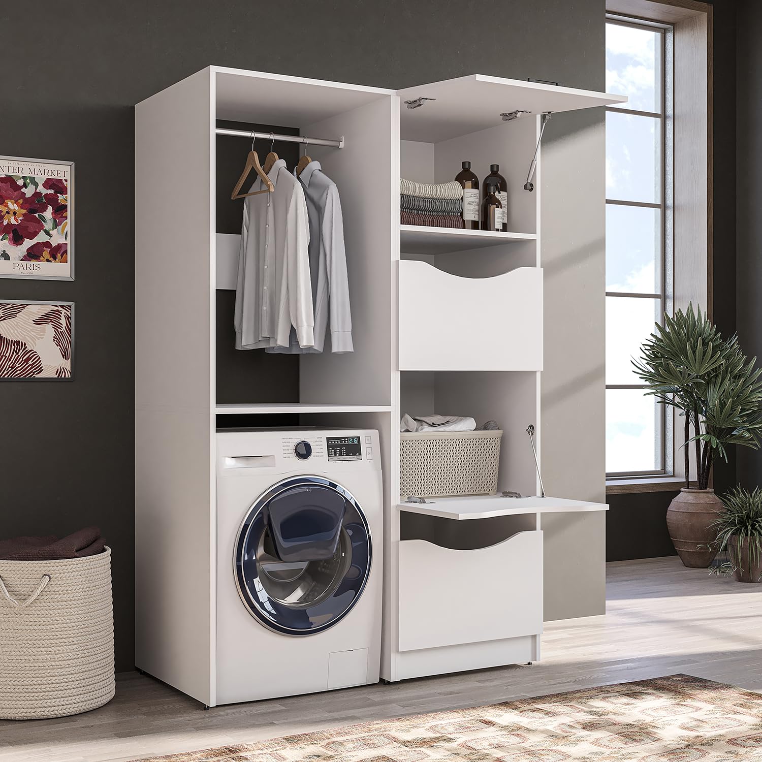 roomart-serie-2-norda-waschmaschinenschrank-126-cm-kleiderstange-waschmaschine-i image 1