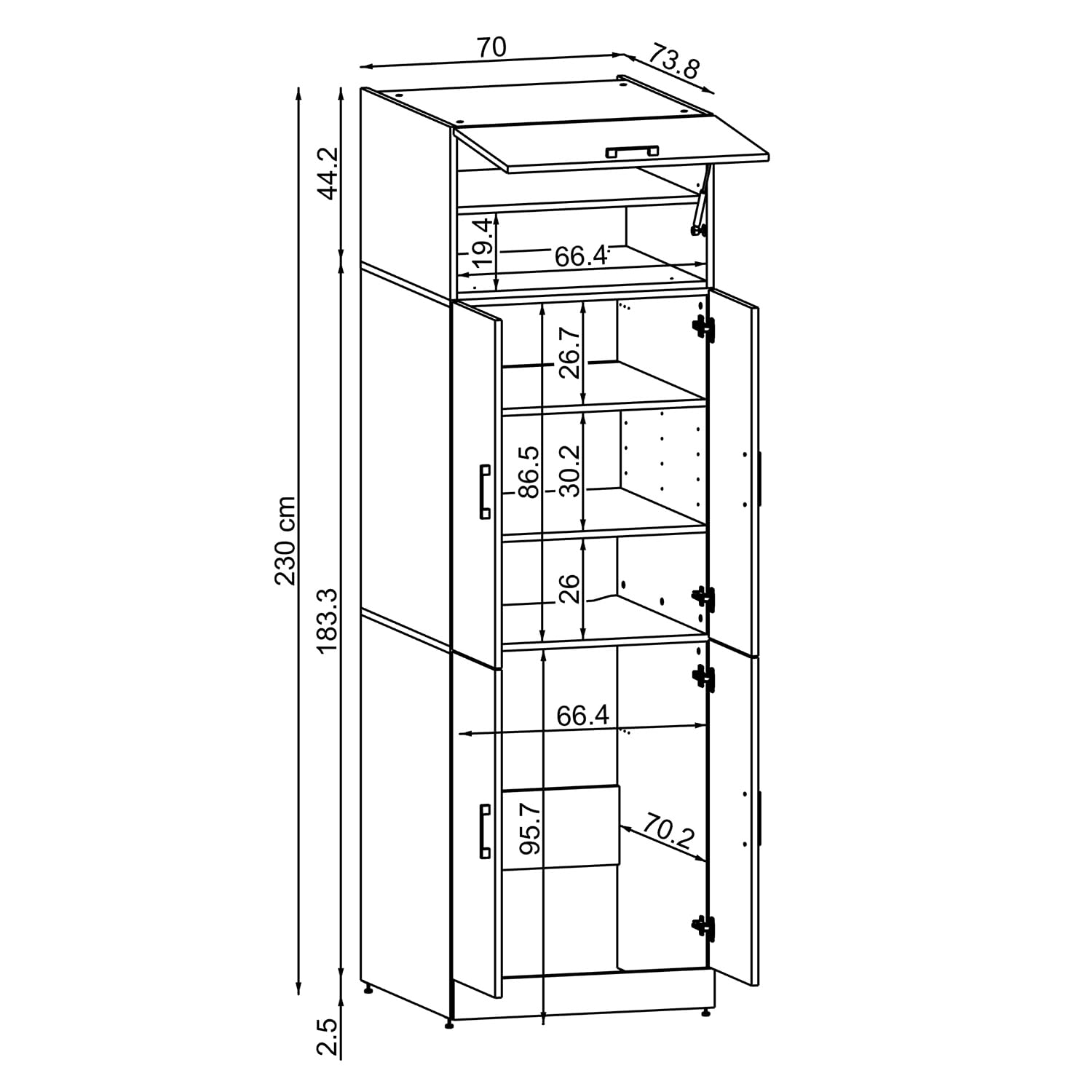 roomart-dora-waschmaschinenschrank-mit-aufsatzschrank-230-x-70-x-73-8-cm-5-farbe image 2