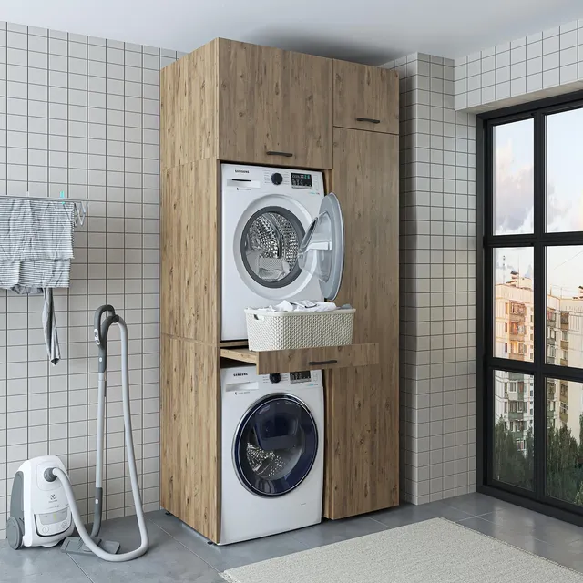 roomart-waschmaschinenschrank-112-cm-berbauschrank-f-r-waschmaschine-trockner-ei image 1