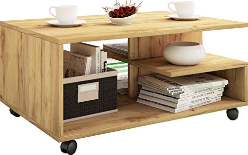 vcm-couchtisch-honig-eiche-80x50x41-cm-sofatisch-mit-5-offenen-f-chern-aus-holzw image 6