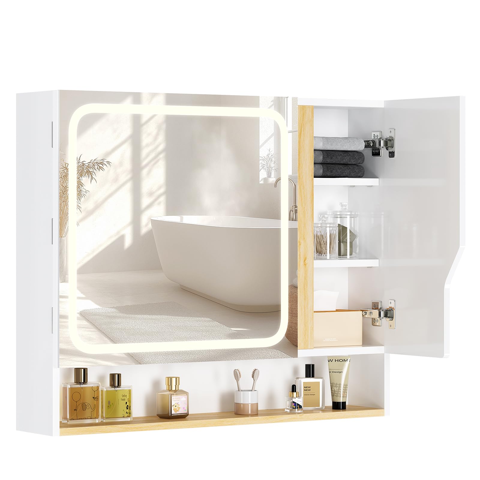 forabamb-spiegelschrank-bad-80-cm-mit-led-beleuchtung-badezimmerschrank-mit-hd-s image 1