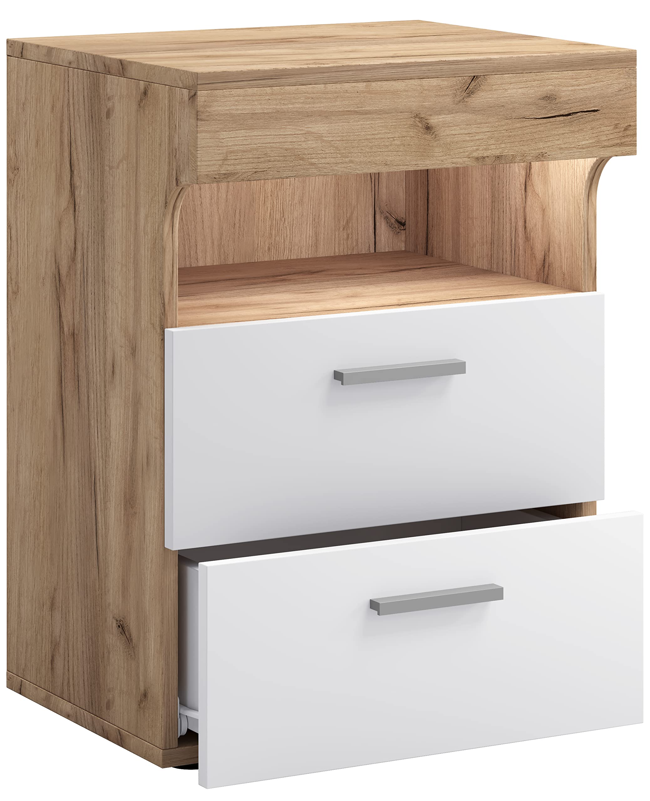 vcm-nachttisch-slepal-l-honig-eiche-wei-45x39x61-cm-2-schubladen-offenes-fach image 3