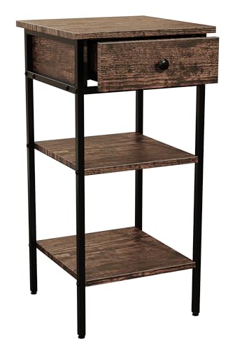 vcm-beistelltisch-eiche-vintage-35x35x70-cm-2-f-cher-1-schublade-industrie-style image 8