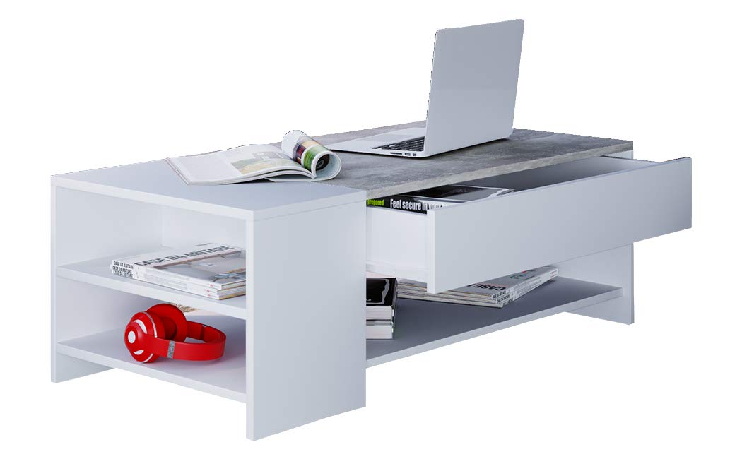 vcm-couchtisch-wei-beton-optik-100x50x35-cm-3-f-cher-schublade-holzwerkstoff-mit image 1