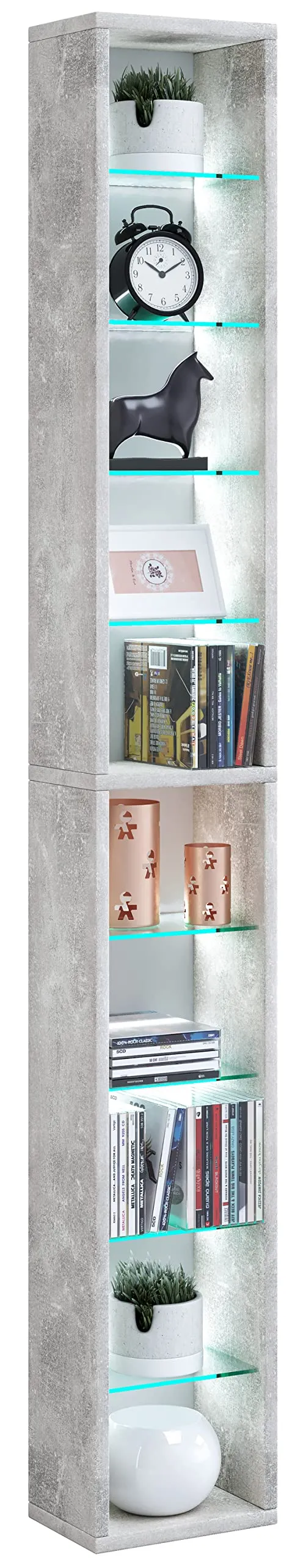 vcm-rasato-xl-holz-cd-dvd-regal-standregal-mit-esg-sicherheitsglas-h-155-x-b-21- image 1