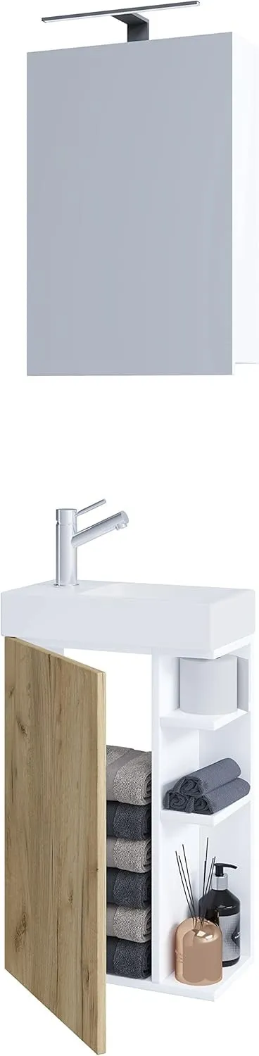 vcm-lumia-badm-bel-waschtisch-wei-honig-eiche-40-x-129-cm-1-t-r-6-f-cher image 1