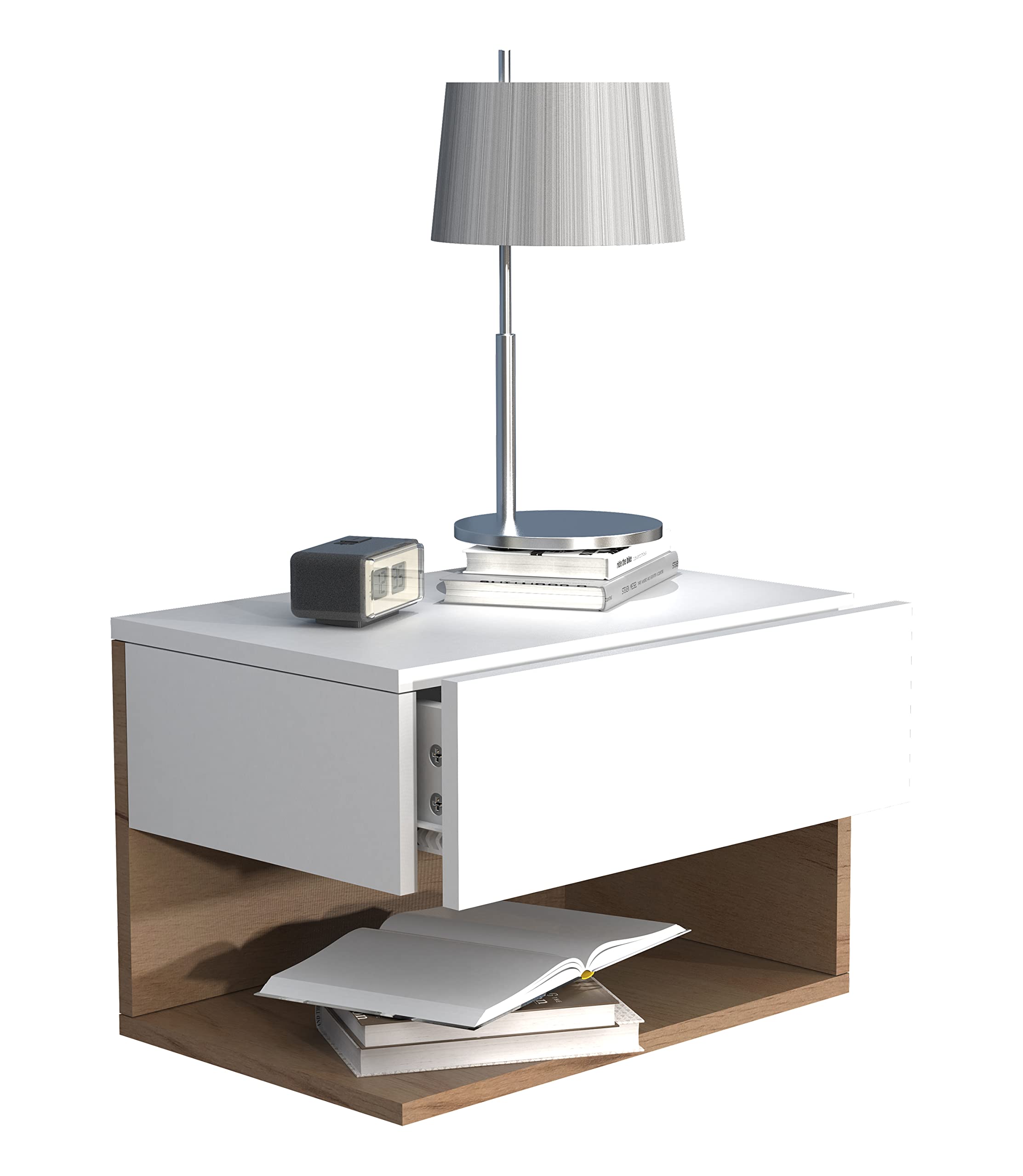 vcm-nachttisch-schwarz-honig-eiche-45x32x30-cm-1-schublade-1-fach-wandmontage image 6