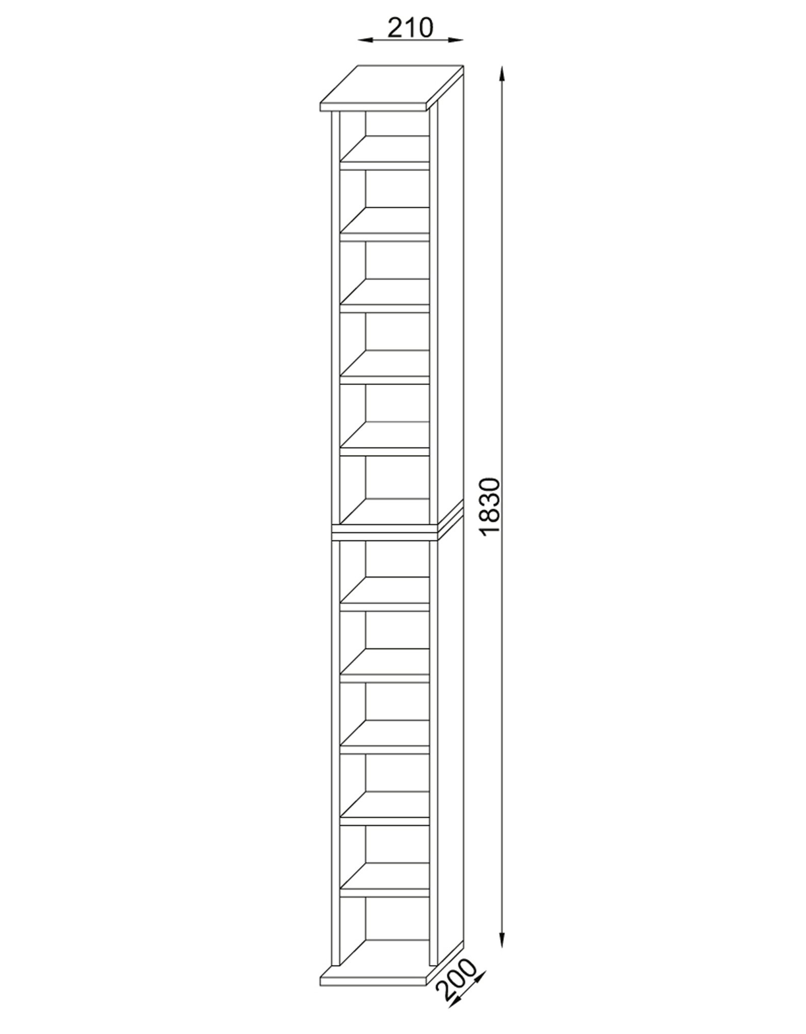 vcm-standregal-wei-honig-eiche-21x20x180-cm-12-f-cher-holzwerkstoff image 3