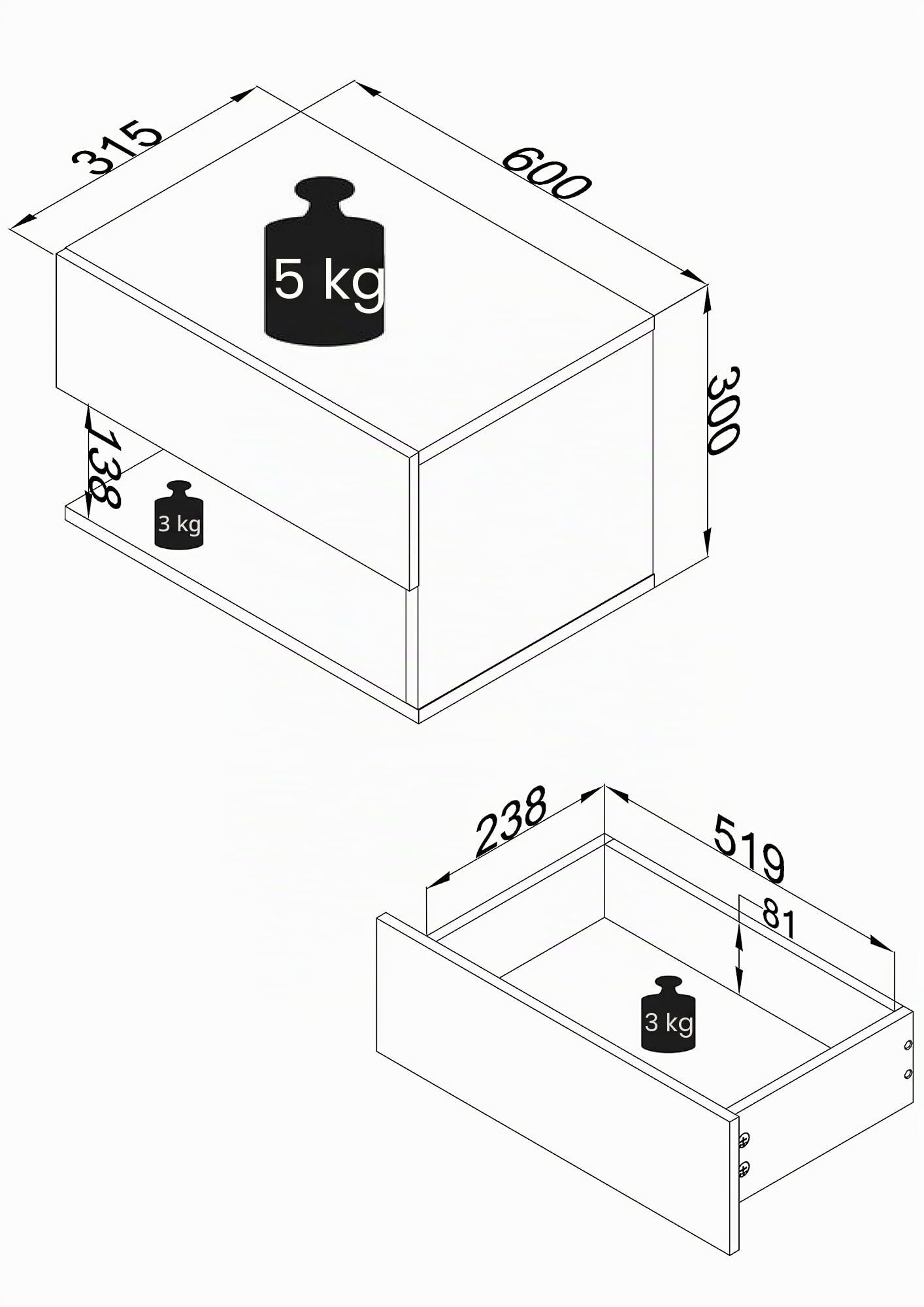 vcm-nachttisch-usal-wandkonsole-60-x-32-x-30-cm-mit-1-schublade-1-fach-wei-honig image 3