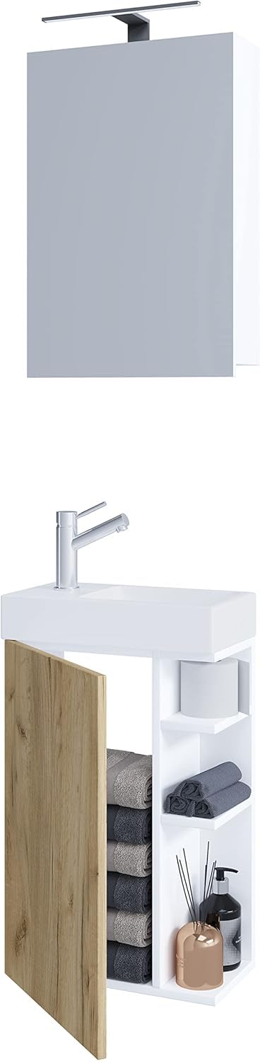vcm-lumia-badm-bel-waschtisch-wei-honig-eiche-40-x-129-cm-1-t-r-6-f-cher image 1