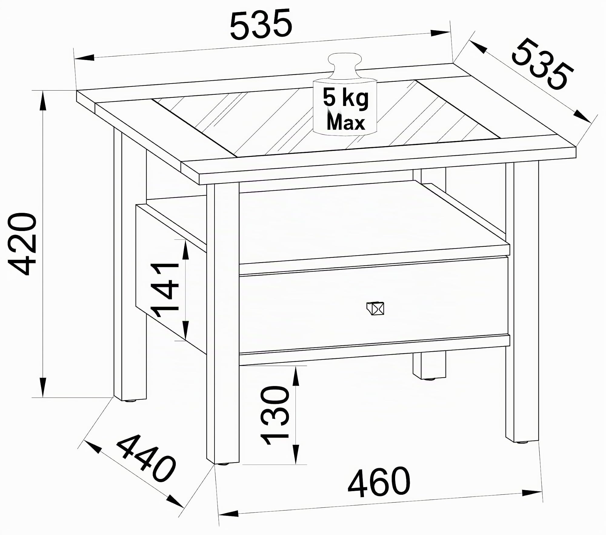 vcm-dalosa-beistelltisch-honig-eiche-54x54x42-cm-1-fach-1-schublade image 6