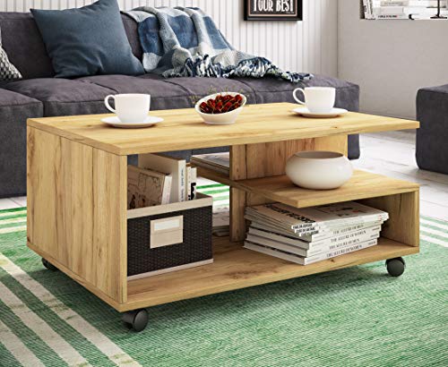 vcm-couchtisch-honig-eiche-80x50x41-cm-sofatisch-mit-5-offenen-f-chern-aus-holzw image 8