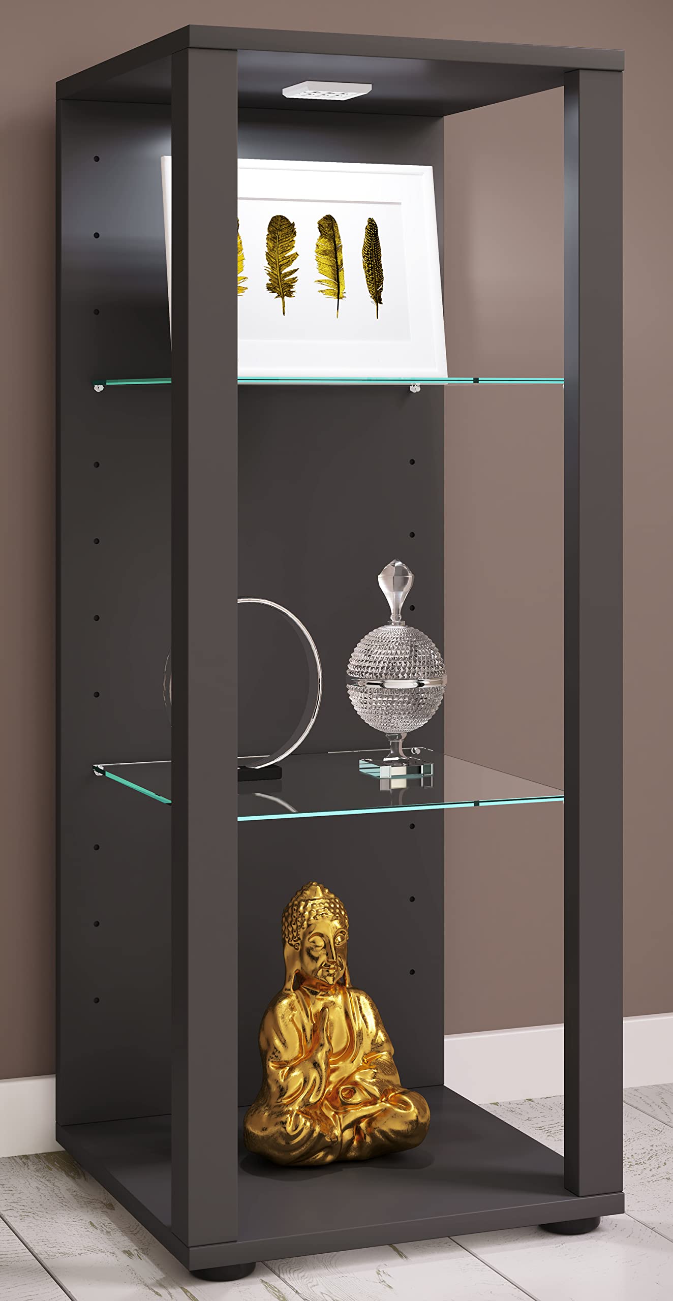 vcm-standvitrine-floka-pr-sentationsvitrine-35-x-35-x-90-cm-mit-3-offenen-f-cher image 2