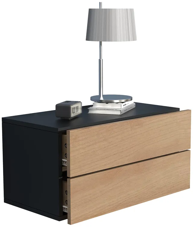 vcm-nachttisch-usal-wandkonsole-60-x-32-x-30-cm-mit-2-schubladen-anthrazit-honig image 1