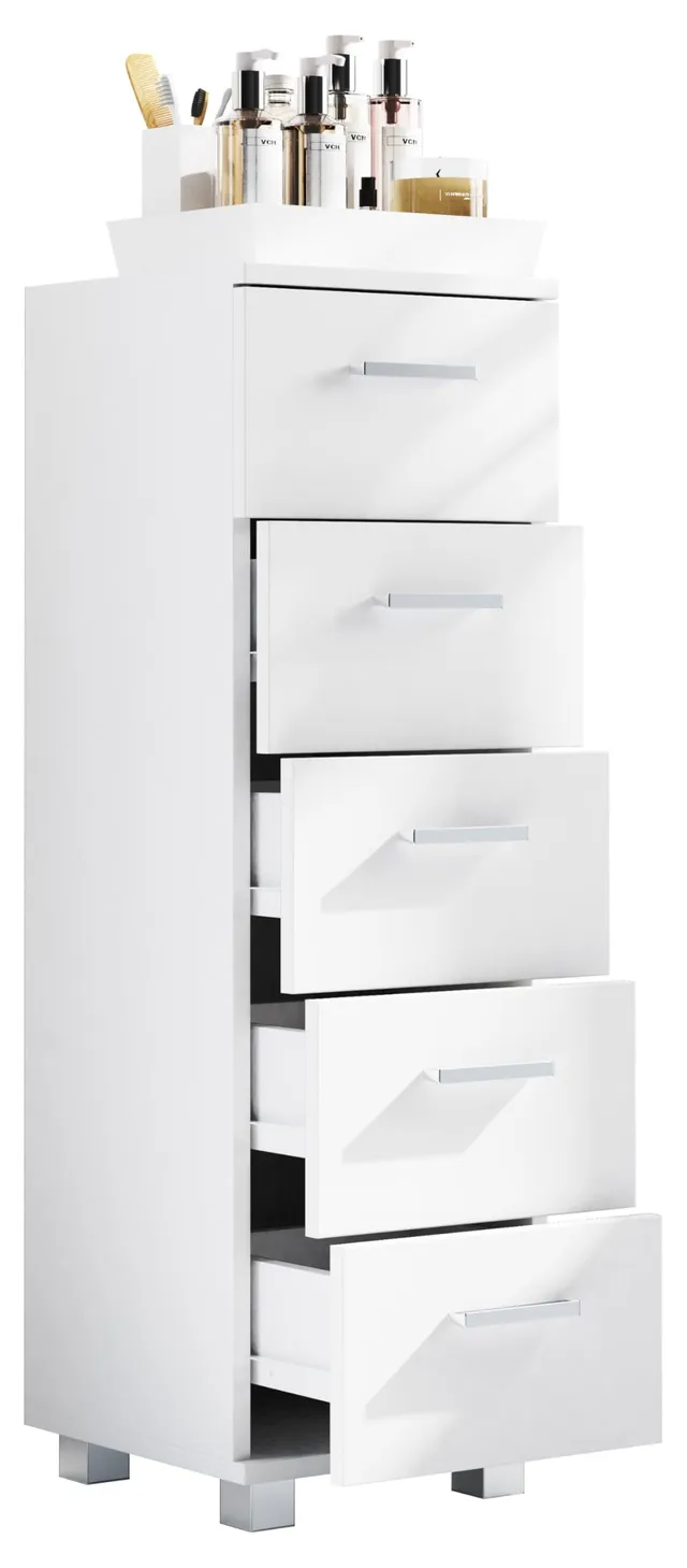 vcm-midischrank-wei-30x30x90-cm-5-schubladen-hochschrank-melaminbeschichtung image 1