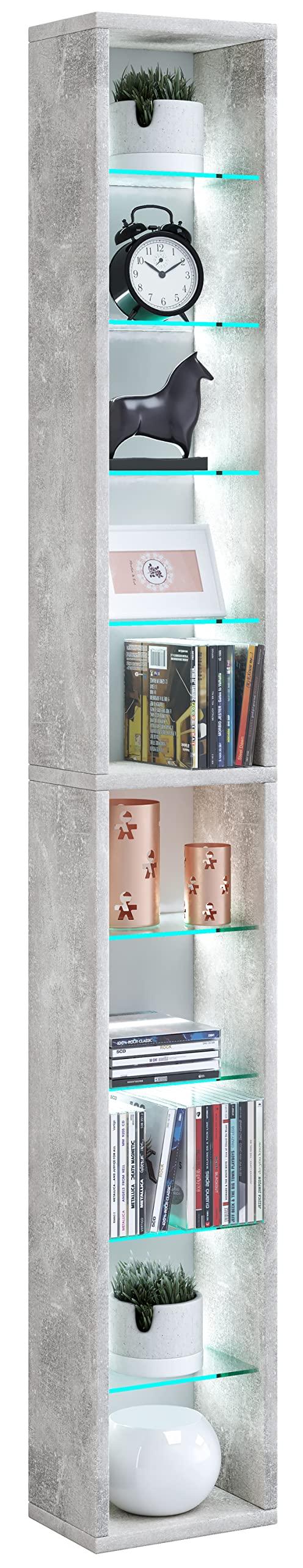 vcm-rasato-xl-holz-cd-dvd-regal-standregal-mit-esg-sicherheitsglas-h-155-x-b-21- image 1