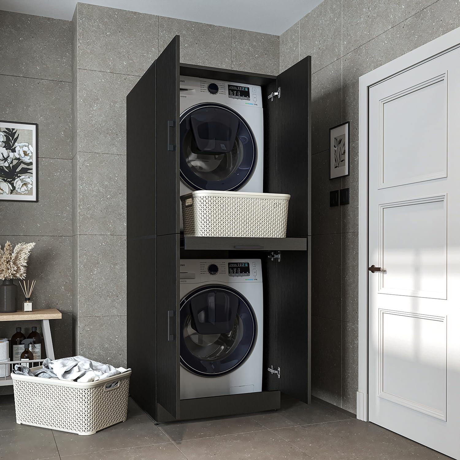 roomart-waschmaschinenschrank-dora-waschturm-f-r-trockner-waschmaschine-230-cm-w image 7