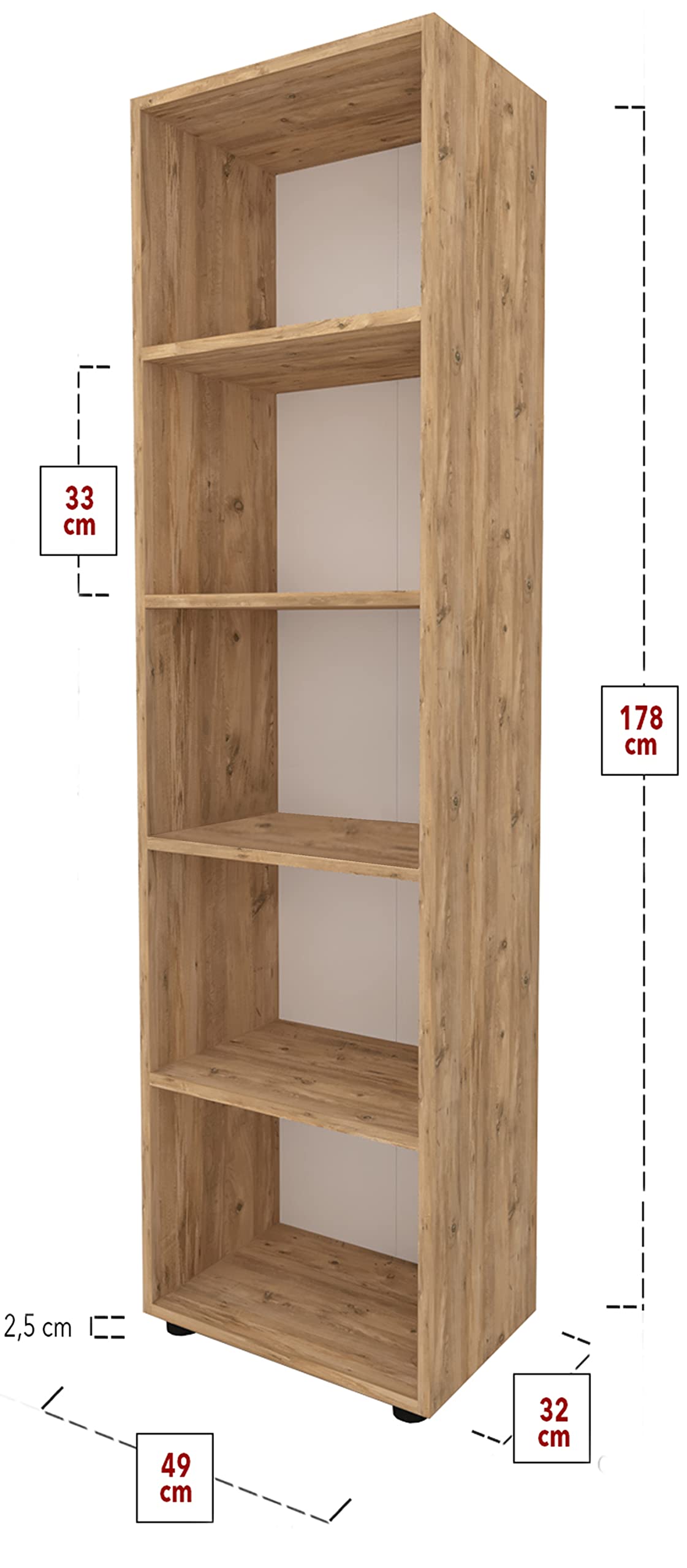 vcm-holzregal-ulas-5f-stehendes-b-roregal-und-aktenschrank-h-178-x-b-49-x-t-32-c image 3