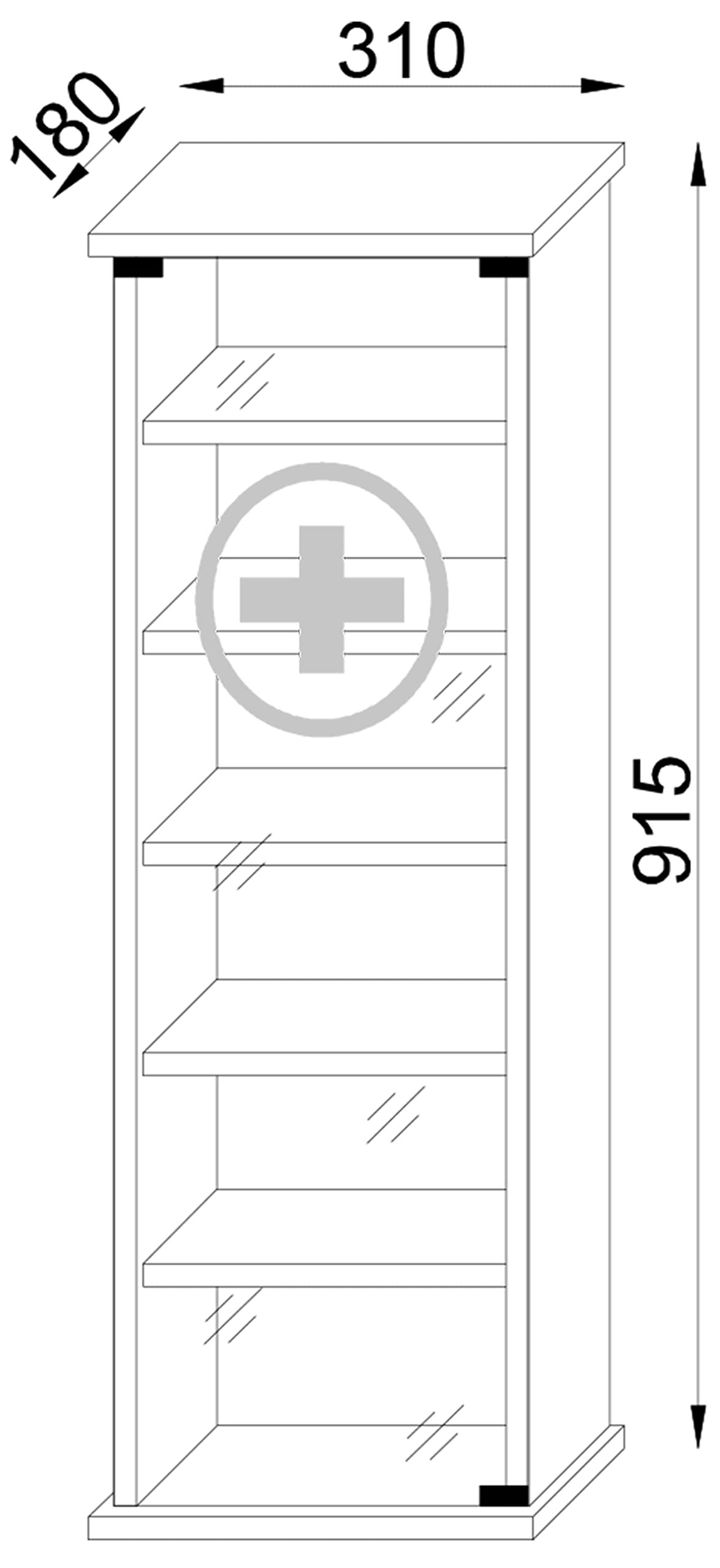 vcm-medizinschrank-sonoma-eiche-31-x-18-x-92-cm-1-t-r-6-f-cher-abschlie-bar image 2