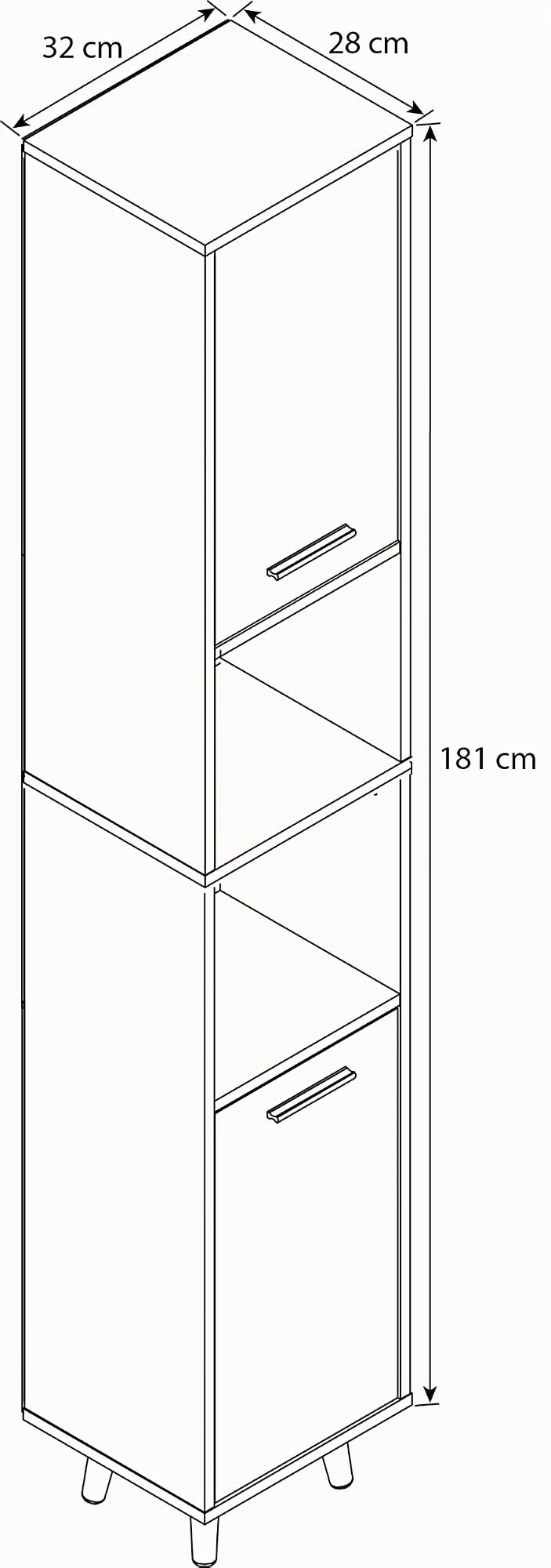 vcm-cosila-badm-bel-hochschrank-wei-honig-eiche-32x28x181-cm image 2