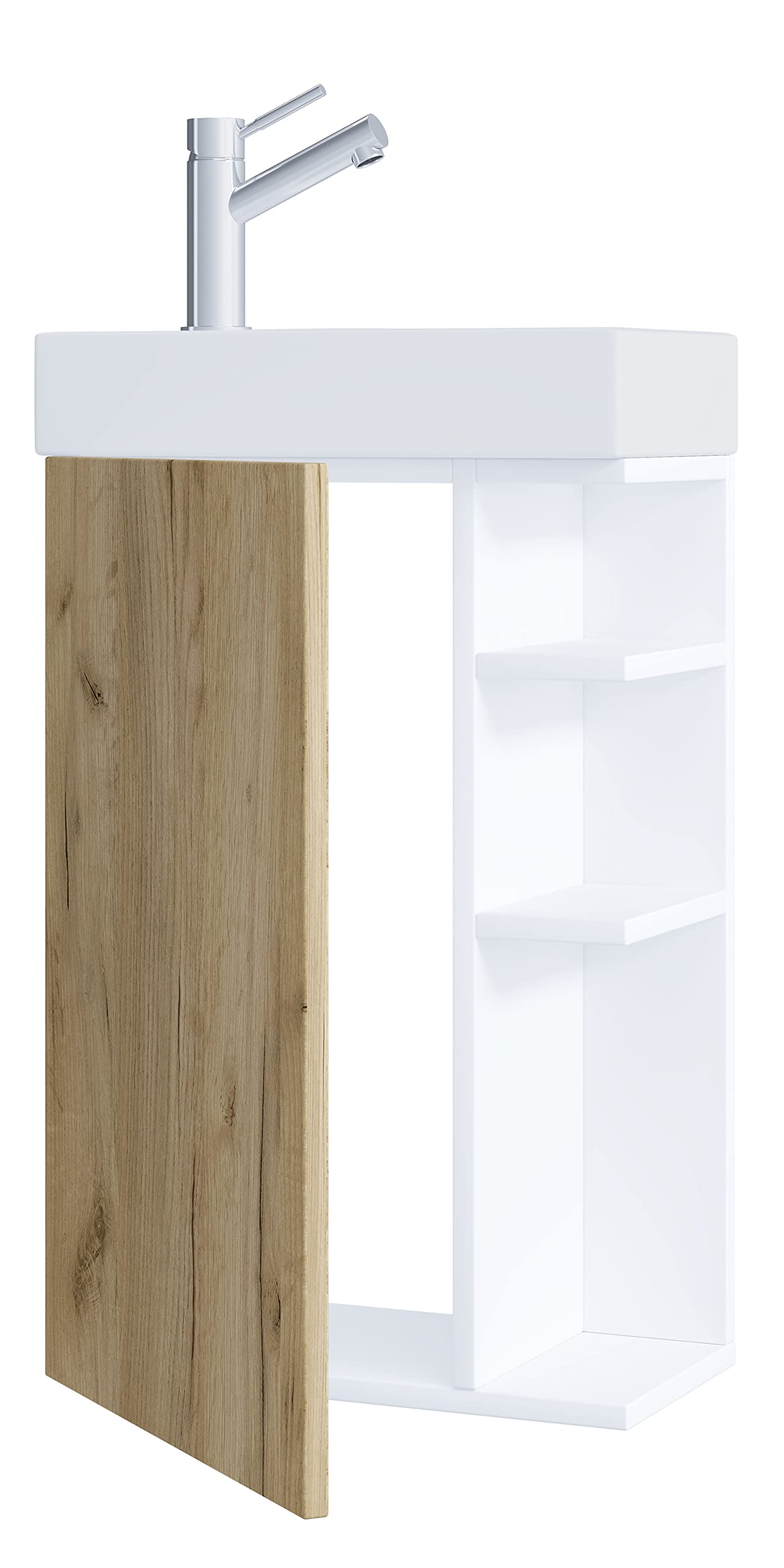 vcm-waschtisch-wei-honig-eiche-40x70-cm-1-t-r-4-f-cher-mit-keramikwaschbecken image 4