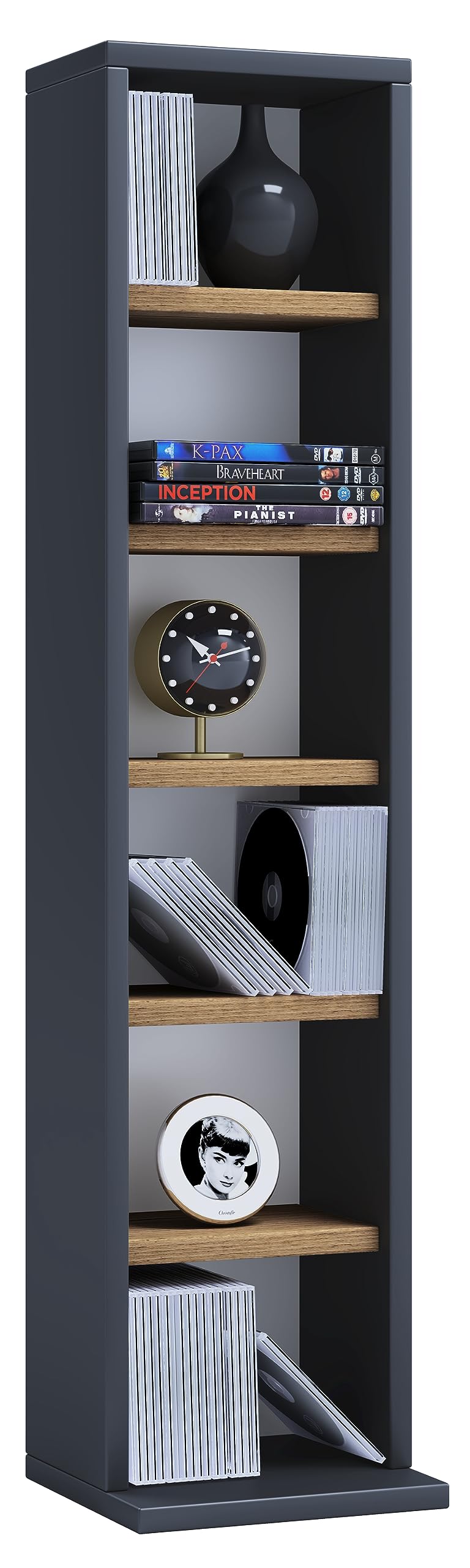 vcm-standregal-anthrazit-honig-eiche-21x20x92-cm-6-f-cher-holzwerkstoff image 1