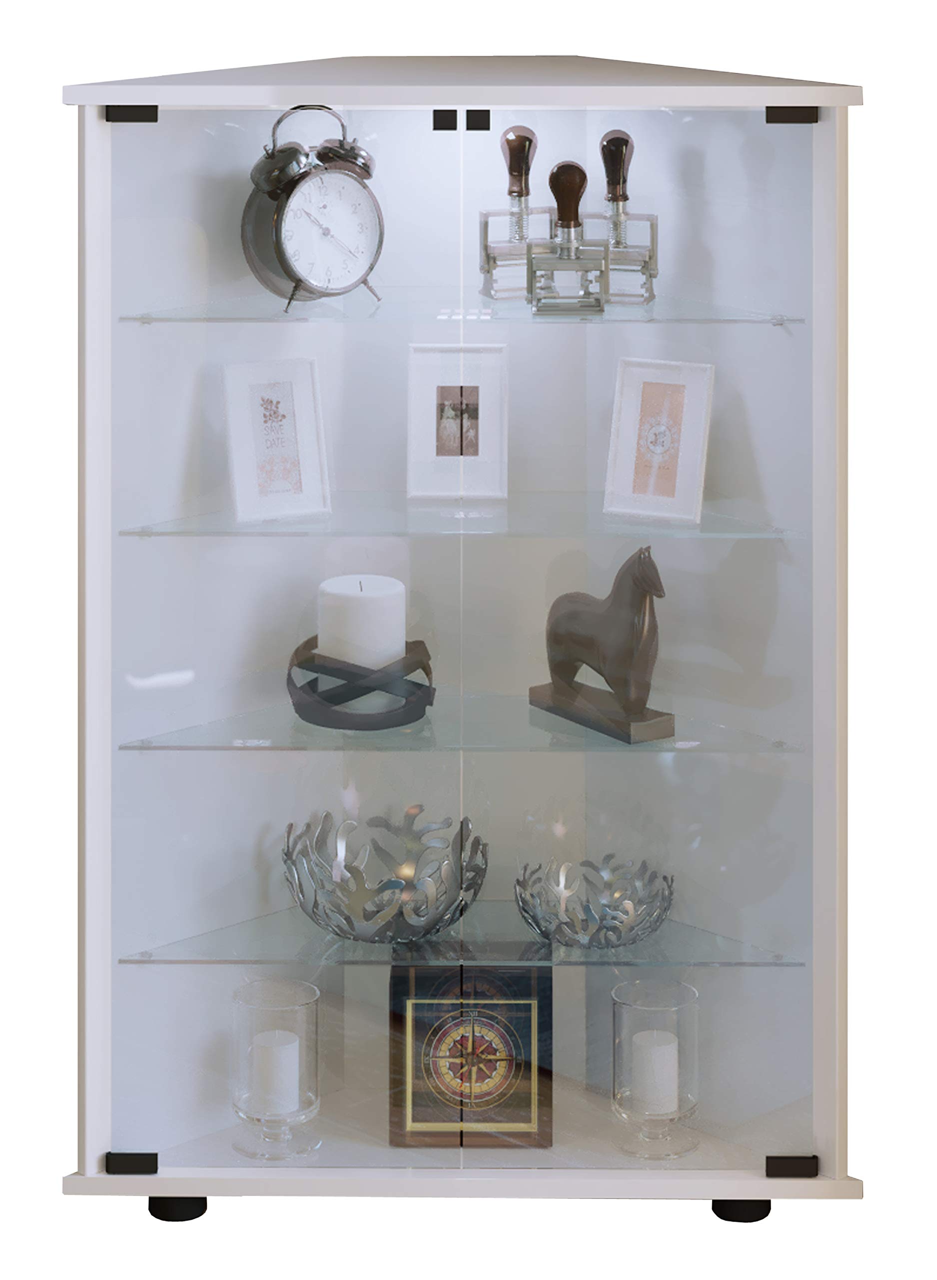 vcm-standvitrine-wei-67x23x88-cm-vitrinenschrank-mit-2-t-ren-5-f-chern-holzwerks image 1