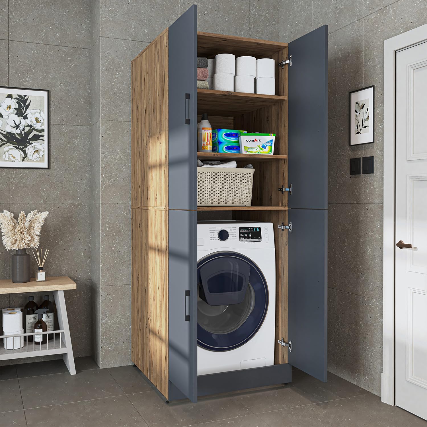 roomart-dora-waschmaschinenschrank-mit-aufsatzschrank-230-x-70-x-73-8-cm-5-farbe image 8