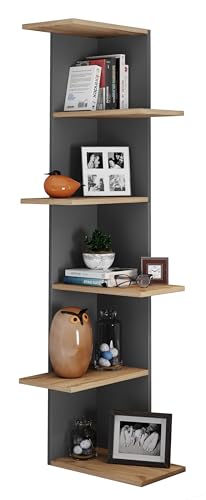 vcm-wandregal-nulis-anthrazit-honig-eiche-37x37x140-cm-5-f-cher-holzwerkstoff image 7