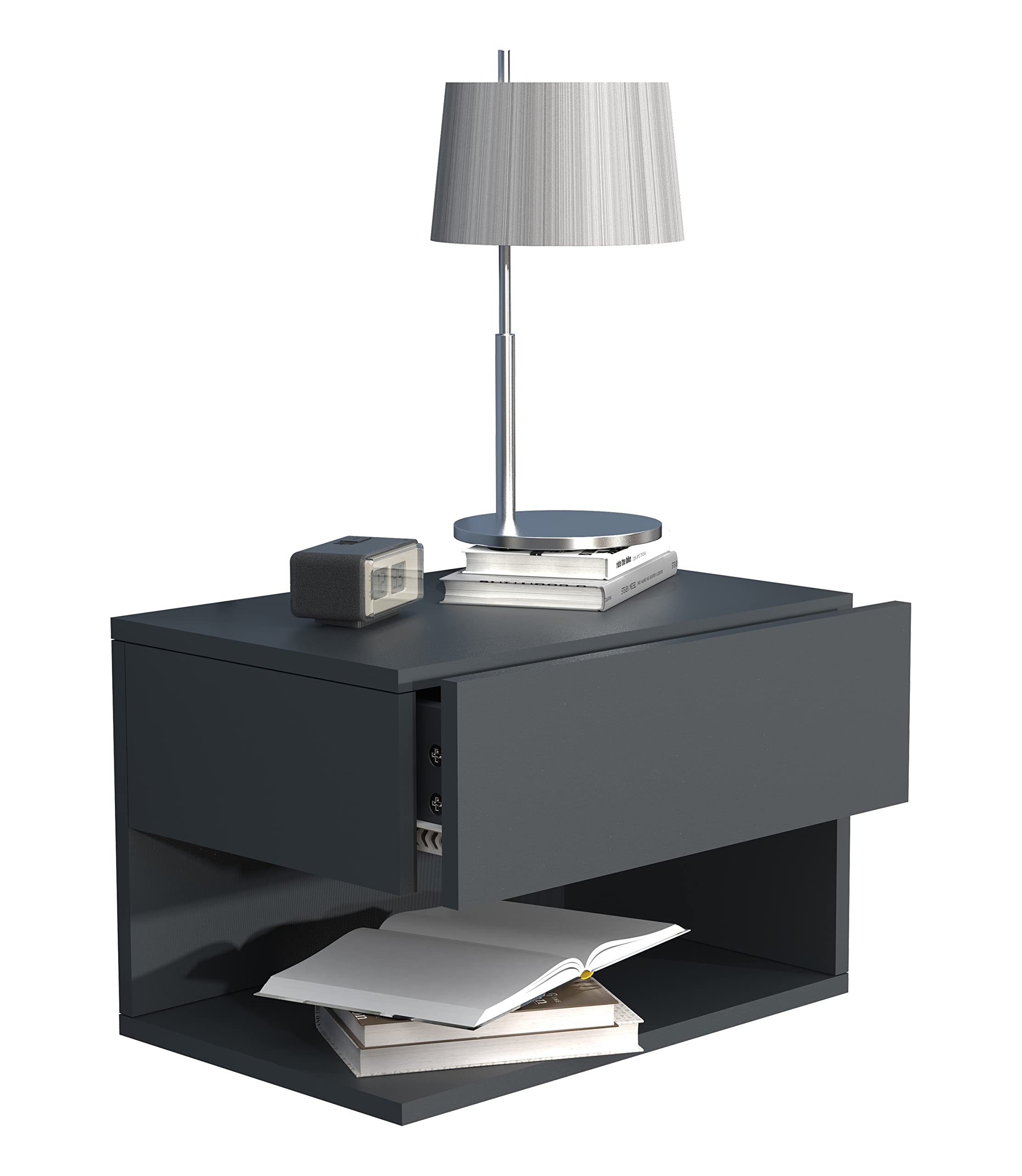 vcm-nachttisch-schwarz-honig-eiche-45x32x30-cm-1-schublade-1-fach-wandmontage image 7