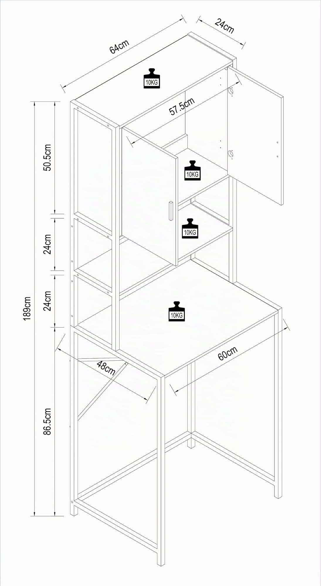 vcm-metall-berbauschrank-edino-waschmaschinen-berbau-h-189-x-b-64-x-t-48-cm image 3