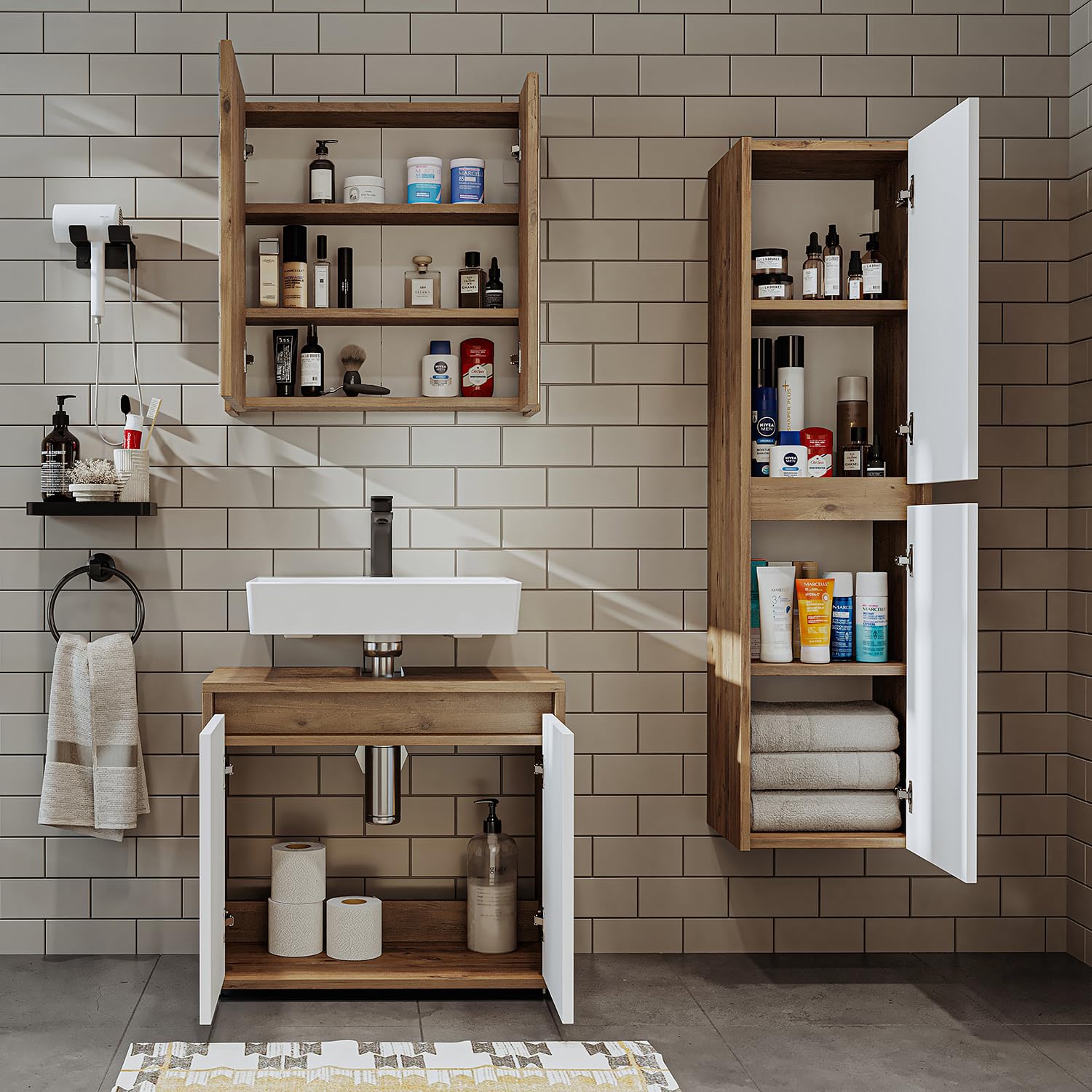 roomart-melona-3-teiliges-badm-bel-set-65-cm-unterschrank-mit-spiegelschrank-und image 3