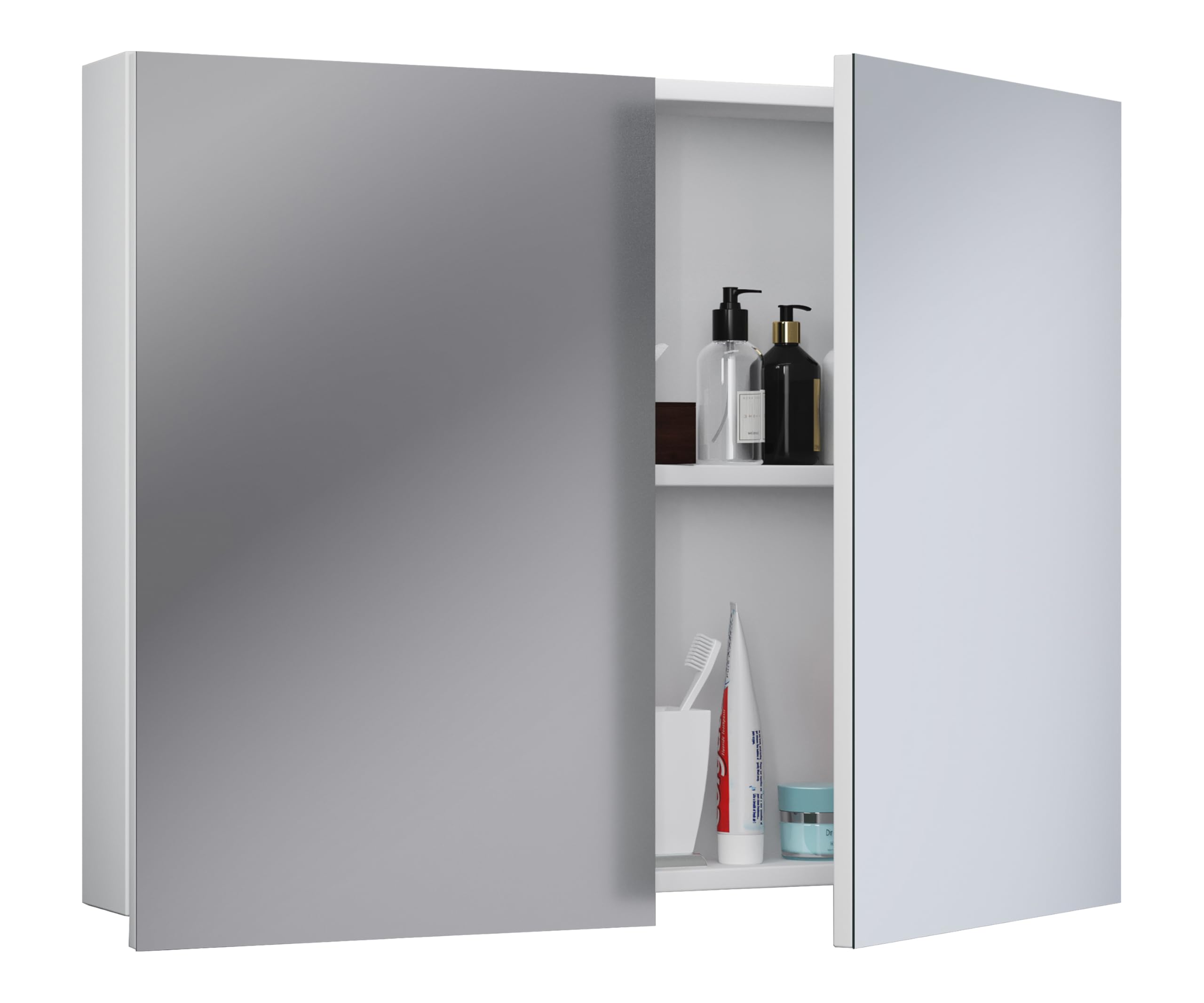 vcm-spiegelschrank-wei-60x12x59-cm-2-t-ren-2-f-cher-holzwerkstoff image 1