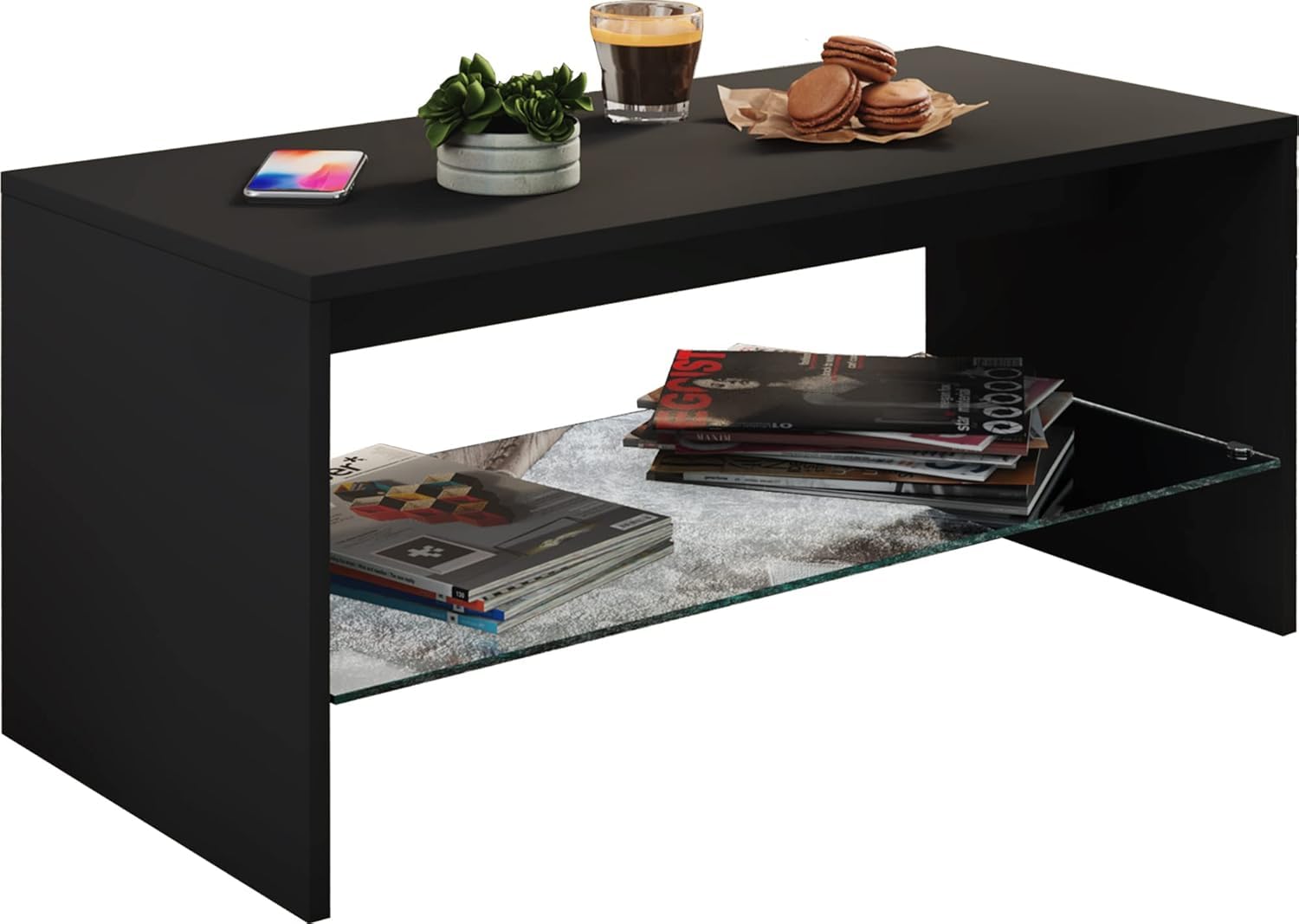 vcm-couchtisch-honig-eiche-90x40x40-cm-1-glasfach-holzwerkstoff-wohnzimmer image 5