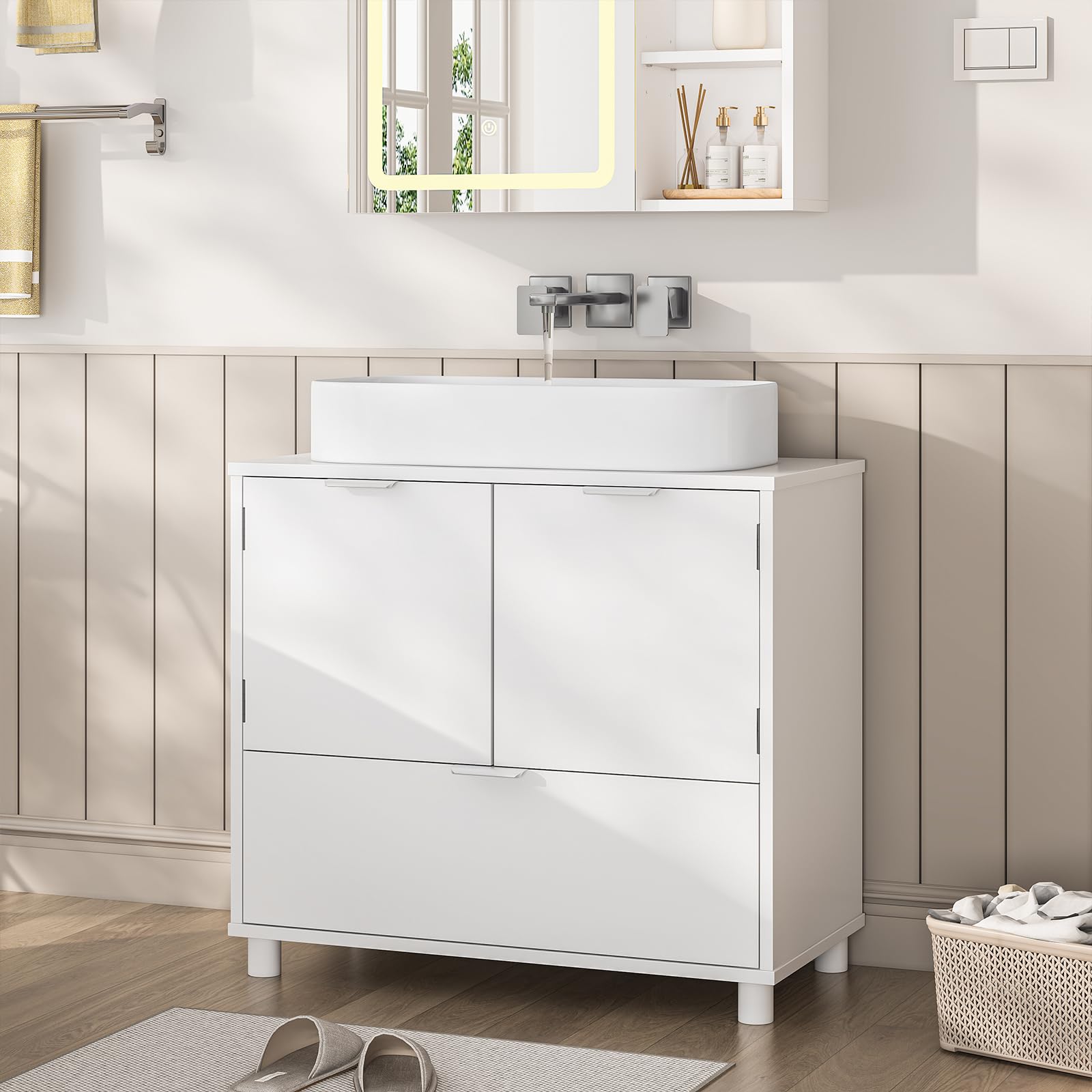 forabamb-waschbeckenunterschrank-mit-2-t-ren-und-gro-er-schublade-60x30x60-cm image 2