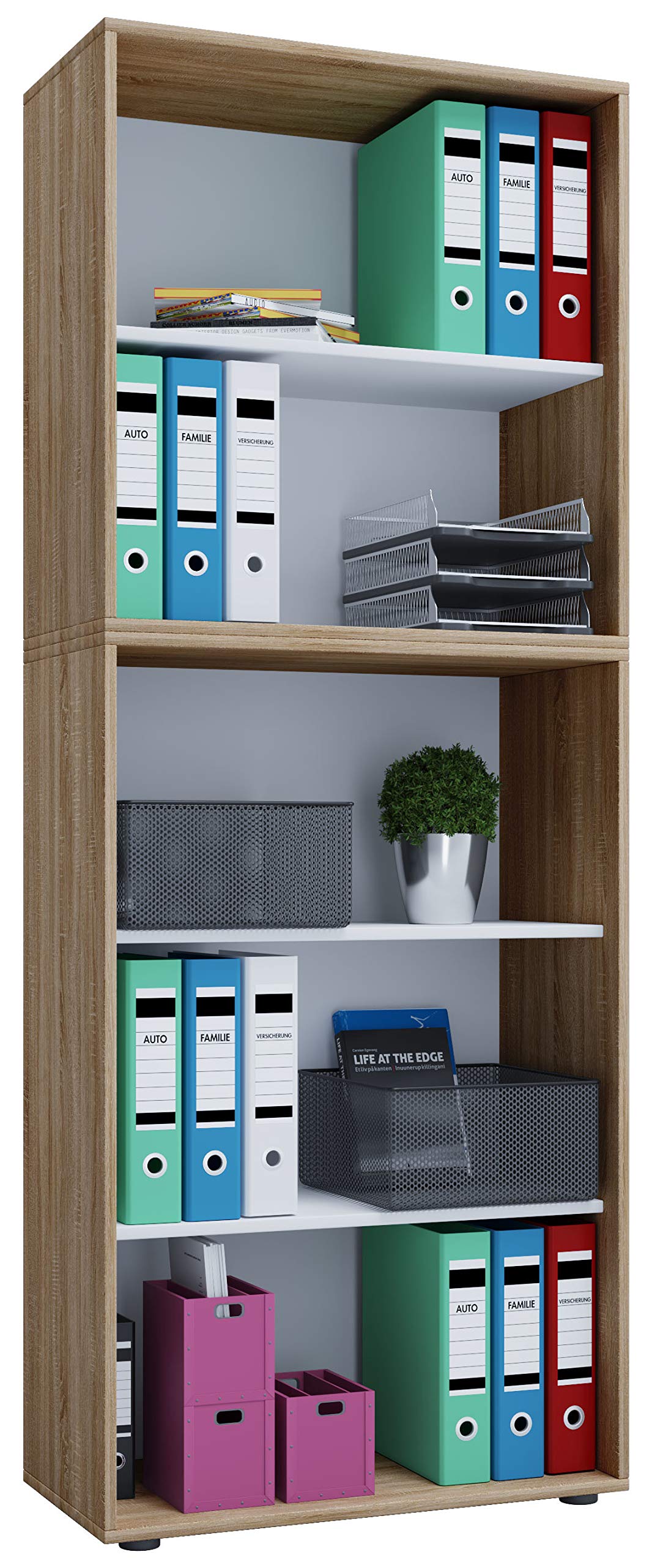 vcm-b-roregal-buche-70x37x184-cm-5-f-cher-standregal-f-r-bis-zu-35-aktenordner image 3