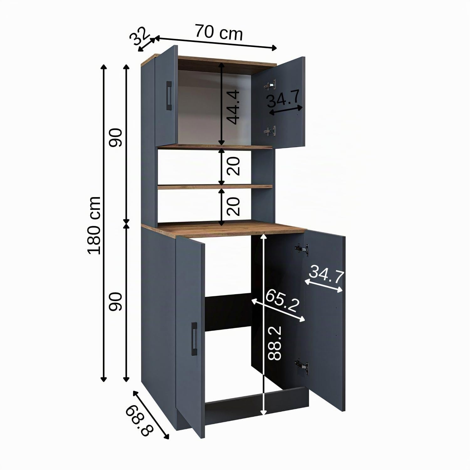 roomart-waschmaschinenschrank-mit-oberschrank-anthrazit-eiche-70-x-180-x-69-cm image 2