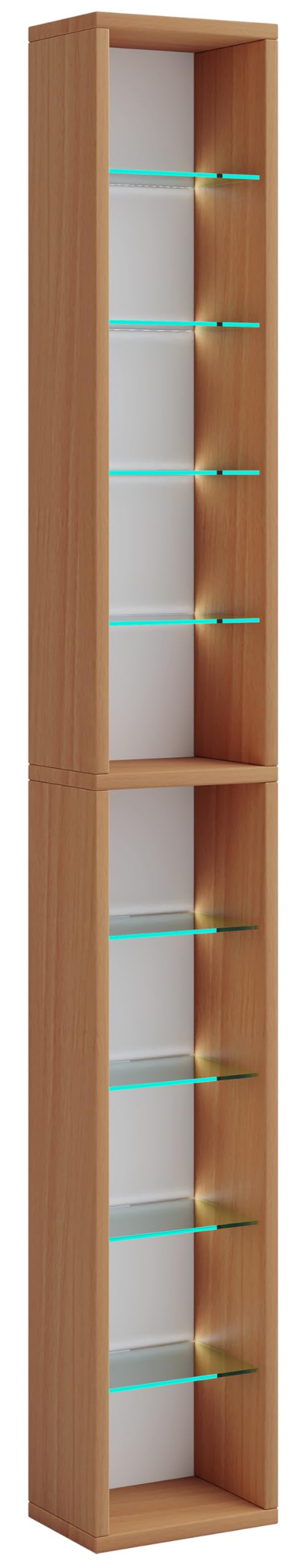 vcm-standregal-rasato-xl-cd-dvd-und-b-cherregal-h-155-x-b-21-x-t-14-cm-mit-8-gla image 3